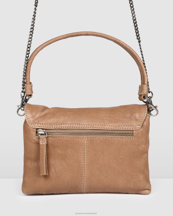 Biba Logan crossbodytas met envelop 46LN417 taupe leer Jo Mercer accessoires