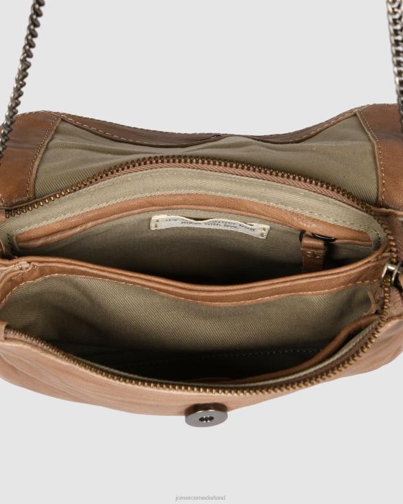 Biba Logan crossbodytas met envelop 46LN417 taupe leer Jo Mercer accessoires