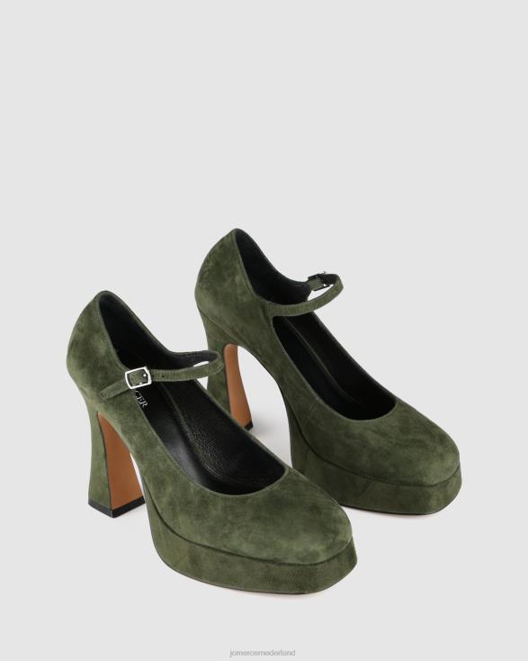 ravina platform hoge hakken 46LN96 bosgroen suède Jo Mercer schoenen