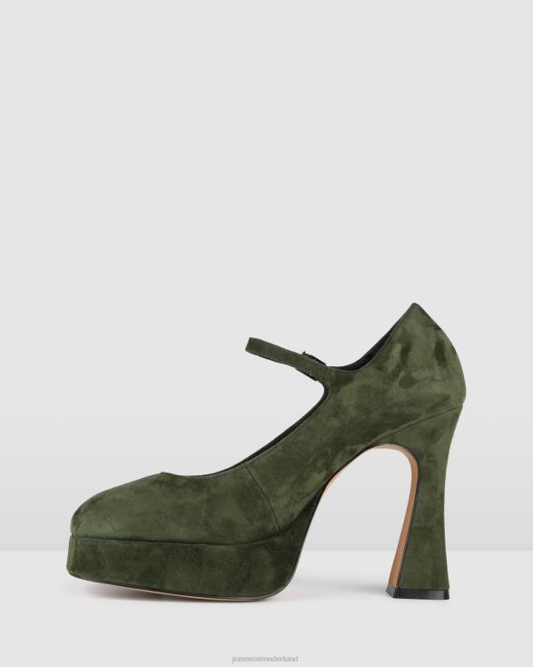 ravina platform hoge hakken 46LN96 bosgroen suède Jo Mercer schoenen