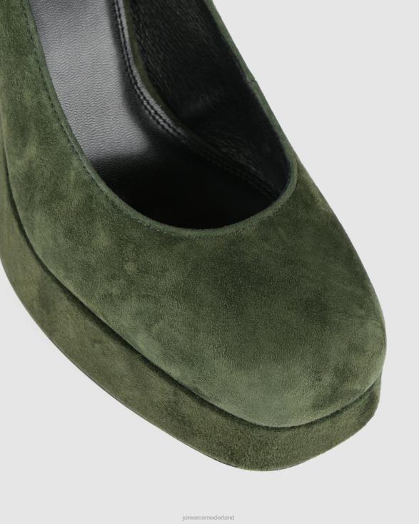 ravina platform hoge hakken 46LN96 bosgroen suède Jo Mercer schoenen