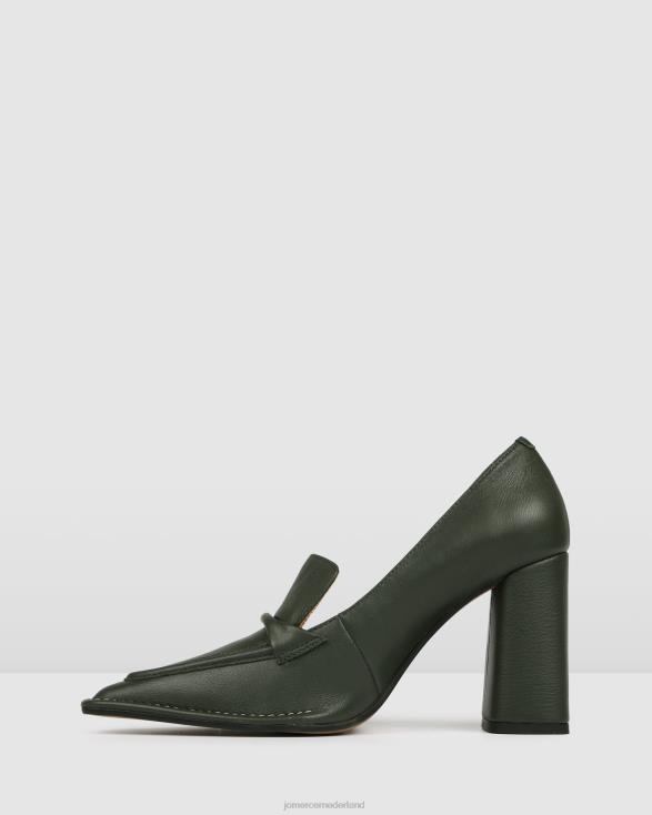 verlang naar hoge hakken 46LN80 olijfgroen leer Jo Mercer schoenen