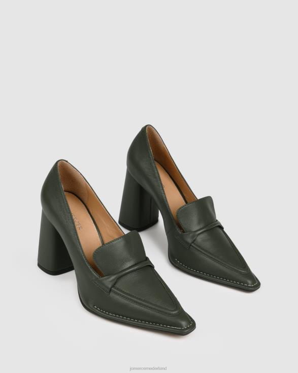 verlang naar hoge hakken 46LN80 olijfgroen leer Jo Mercer schoenen