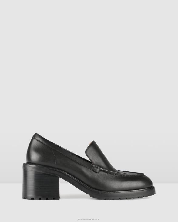 Natalia loafers met middelhoge hak 46LN17 zwart leer Jo Mercer schoenen