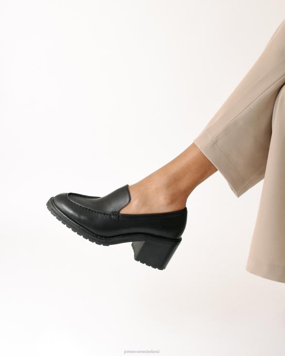 Natalia loafers met middelhoge hak 46LN17 zwart leer Jo Mercer schoenen