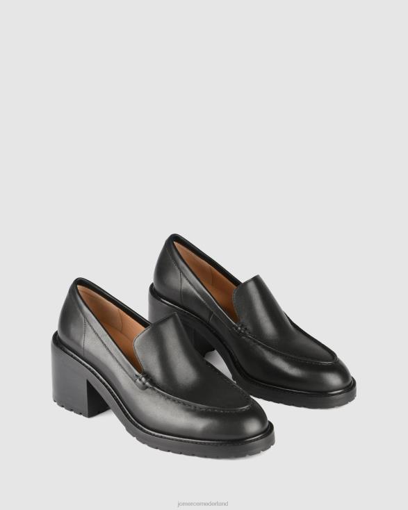 Natalia loafers met middelhoge hak 46LN17 zwart leer Jo Mercer schoenen