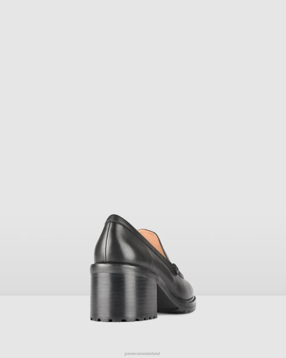 Natalia loafers met middelhoge hak 46LN17 zwart leer Jo Mercer schoenen