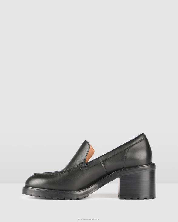 Natalia loafers met middelhoge hak 46LN17 zwart leer Jo Mercer schoenen