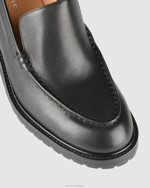 Natalia loafers met middelhoge hak 46LN17 zwart leer Jo Mercer schoenen
