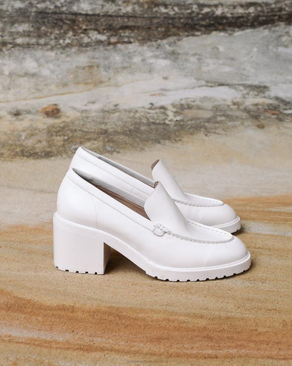 Natalia loafers met middelhoge hak 46LN18 gebroken wit leer Jo Mercer schoenen