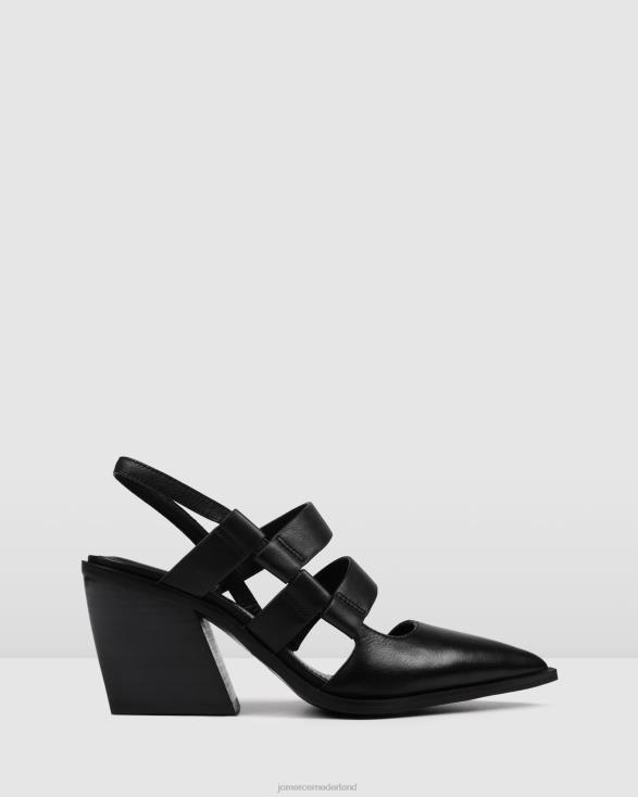 vlam middelhoge hakken 46LN32 zwart leer Jo Mercer schoenen
