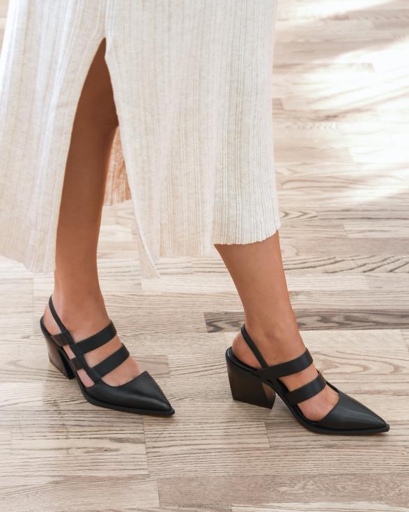 vlam middelhoge hakken 46LN32 zwart leer Jo Mercer schoenen
