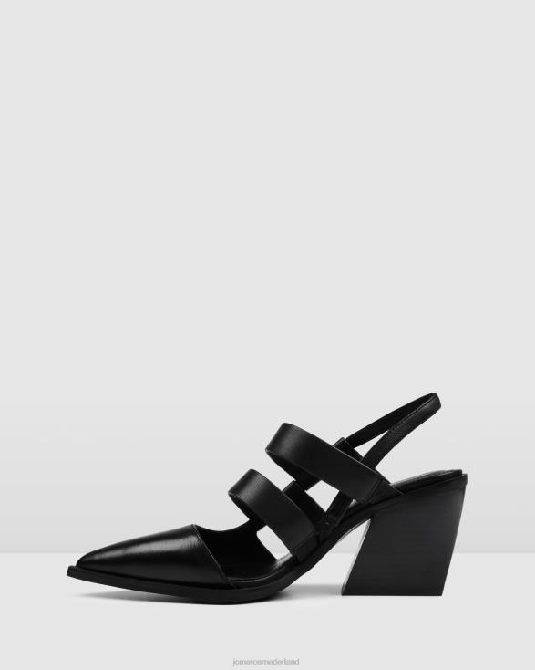 vlam middelhoge hakken 46LN32 zwart leer Jo Mercer schoenen