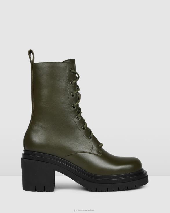 Bakura halfhoge enkellaarzen 46LN365 olijfgroen leer Jo Mercer schoenen