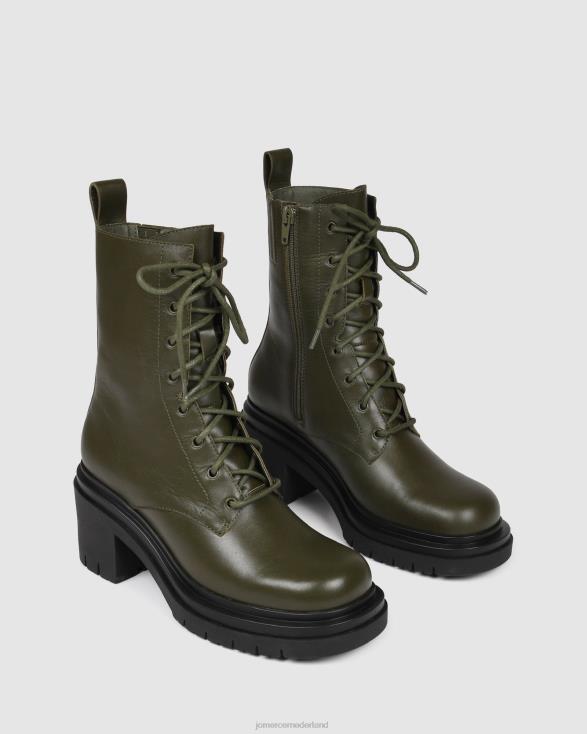 Bakura halfhoge enkellaarzen 46LN365 olijfgroen leer Jo Mercer schoenen