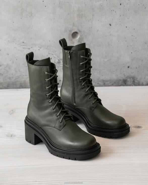 Bakura halfhoge enkellaarzen 46LN365 olijfgroen leer Jo Mercer schoenen