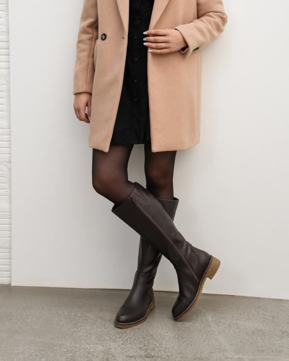 hira knielaarzen 46LN386 donker chocolade leer Jo Mercer schoenen