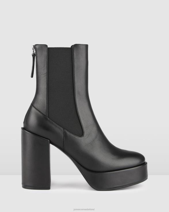 Emma hoge platform enkellaarzen 46LN146 zwart leer Jo Mercer schoenen