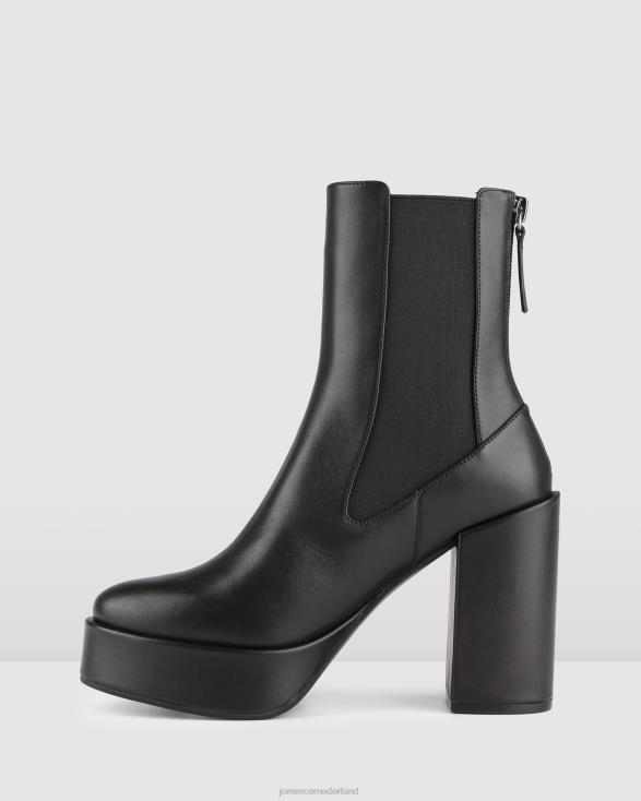 Emma hoge platform enkellaarzen 46LN146 zwart leer Jo Mercer schoenen