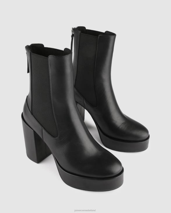 Emma hoge platform enkellaarzen 46LN146 zwart leer Jo Mercer schoenen