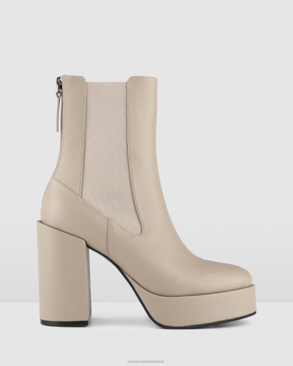 Emma hoge platform enkellaarzen 46LN147 taupe leer Jo Mercer schoenen