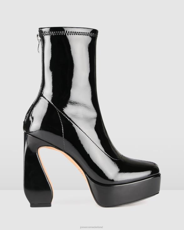 hoge enkellaarzen met parkplatform 46LN148 zwart patent Jo Mercer schoenen
