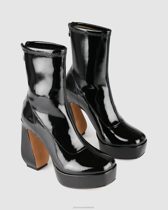 hoge enkellaarzen met parkplatform 46LN148 zwart patent Jo Mercer schoenen