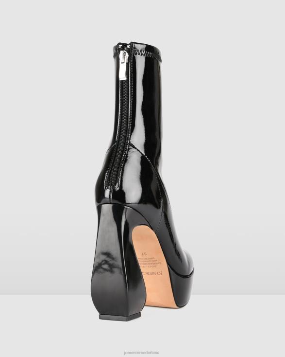 hoge enkellaarzen met parkplatform 46LN148 zwart patent Jo Mercer schoenen