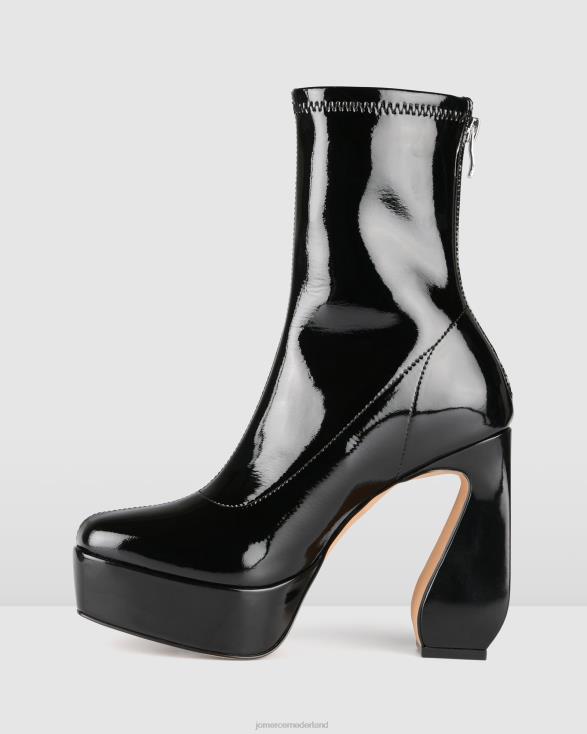 hoge enkellaarzen met parkplatform 46LN148 zwart patent Jo Mercer schoenen