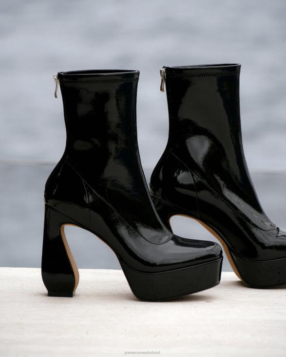 hoge enkellaarzen met parkplatform 46LN148 zwart patent Jo Mercer schoenen
