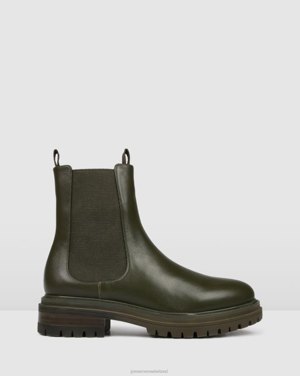 Bloom platte enkellaarsjes 46LN338 olijfgroen leer Jo Mercer schoenen