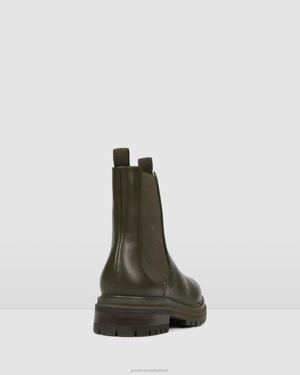 Bloom platte enkellaarsjes 46LN338 olijfgroen leer Jo Mercer schoenen
