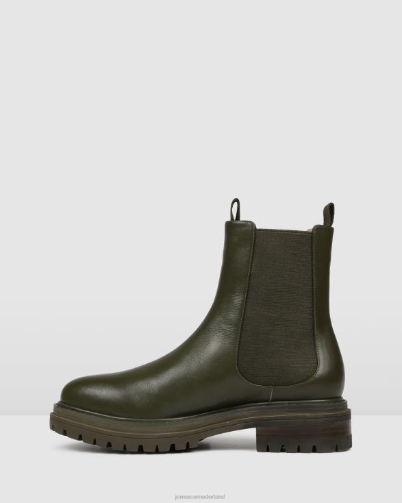 Bloom platte enkellaarsjes 46LN338 olijfgroen leer Jo Mercer schoenen