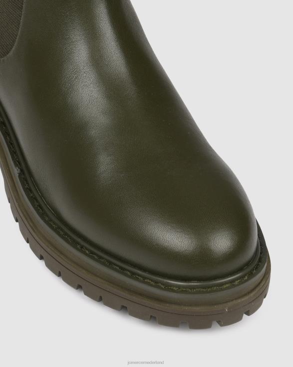 Bloom platte enkellaarsjes 46LN338 olijfgroen leer Jo Mercer schoenen