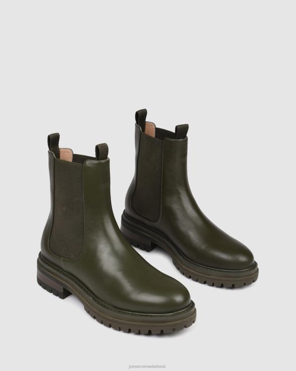 Bloom platte enkellaarsjes 46LN338 olijfgroen leer Jo Mercer schoenen