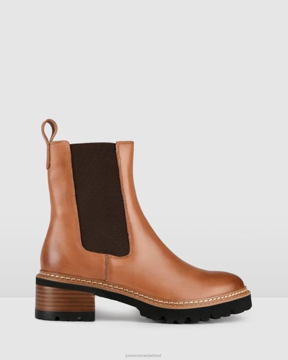 Como platte enkellaarzen 46LN328 cognac leer Jo Mercer schoenen