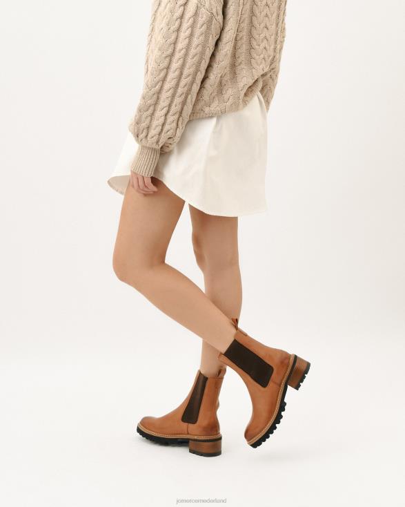 Como platte enkellaarzen 46LN328 cognac leer Jo Mercer schoenen