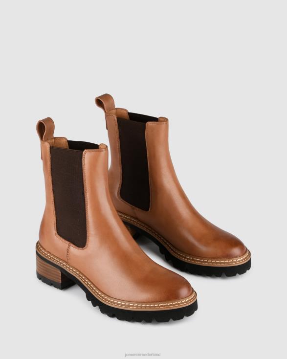 Como platte enkellaarzen 46LN328 cognac leer Jo Mercer schoenen
