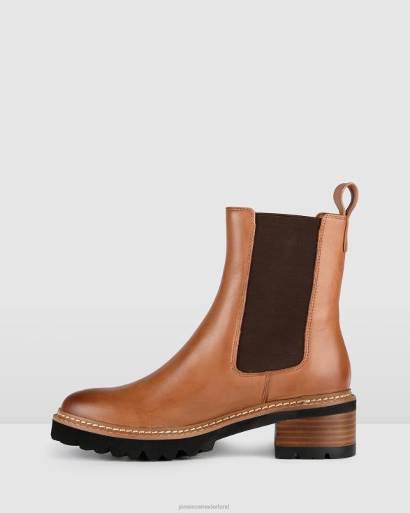 Como platte enkellaarzen 46LN328 cognac leer Jo Mercer schoenen