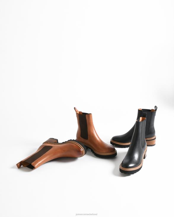 Como platte enkellaarzen 46LN328 cognac leer Jo Mercer schoenen