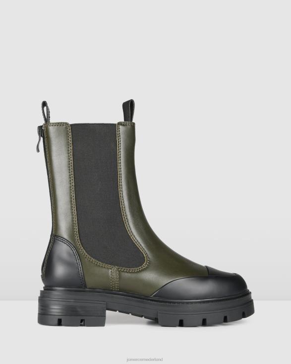 bleeker platte enkellaarsjes 46LN350 zwart kaki leer Jo Mercer schoenen