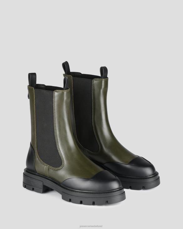 bleeker platte enkellaarsjes 46LN350 zwart kaki leer Jo Mercer schoenen