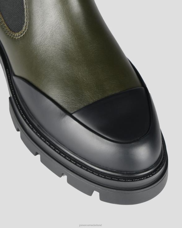 bleeker platte enkellaarsjes 46LN350 zwart kaki leer Jo Mercer schoenen