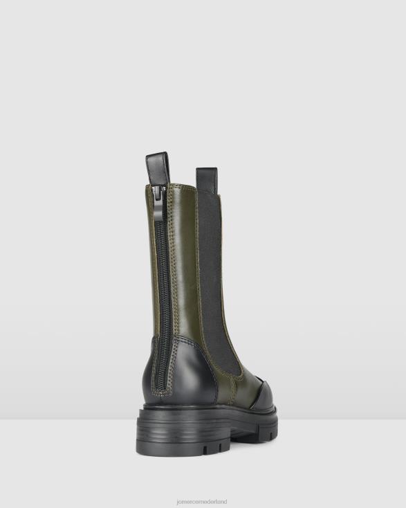 bleeker platte enkellaarsjes 46LN350 zwart kaki leer Jo Mercer schoenen