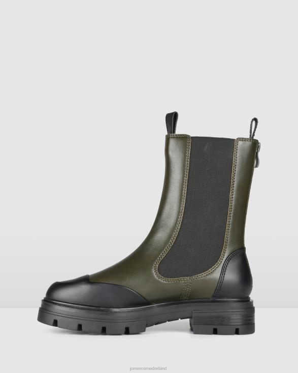 bleeker platte enkellaarsjes 46LN350 zwart kaki leer Jo Mercer schoenen
