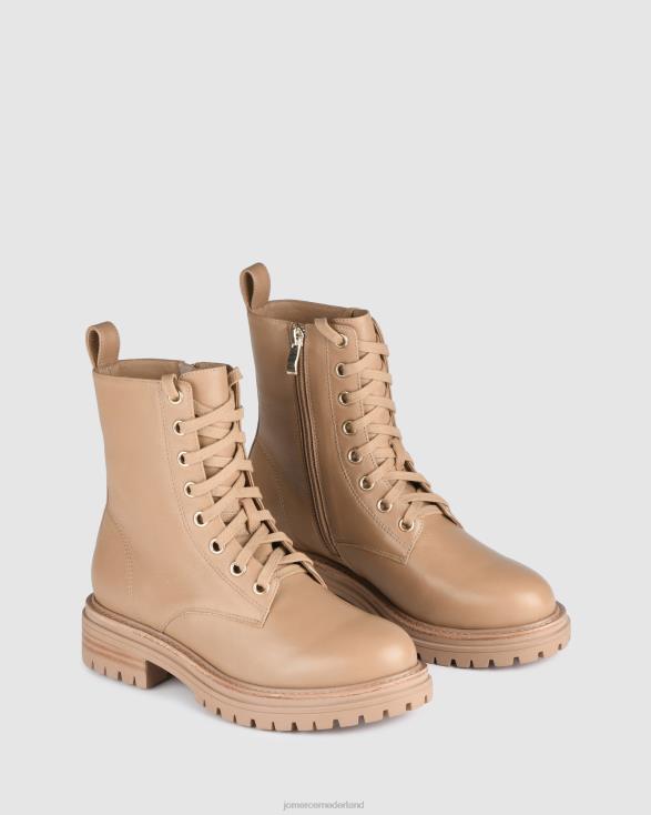 bordeaux platte enkellaarsjes 46LN340 bruin leer Jo Mercer schoenen