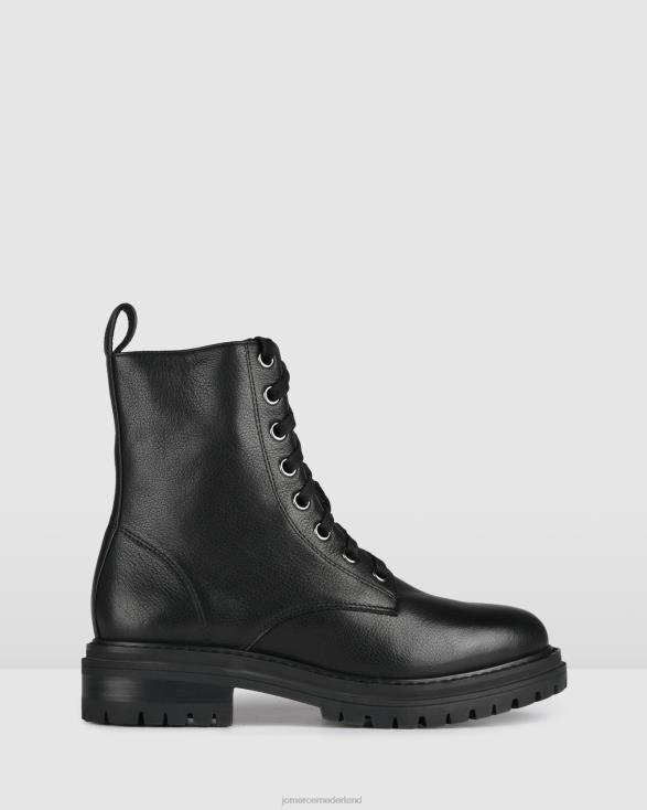 bordeaux platte enkellaarsjes 46LN345 zwart leer Jo Mercer schoenen