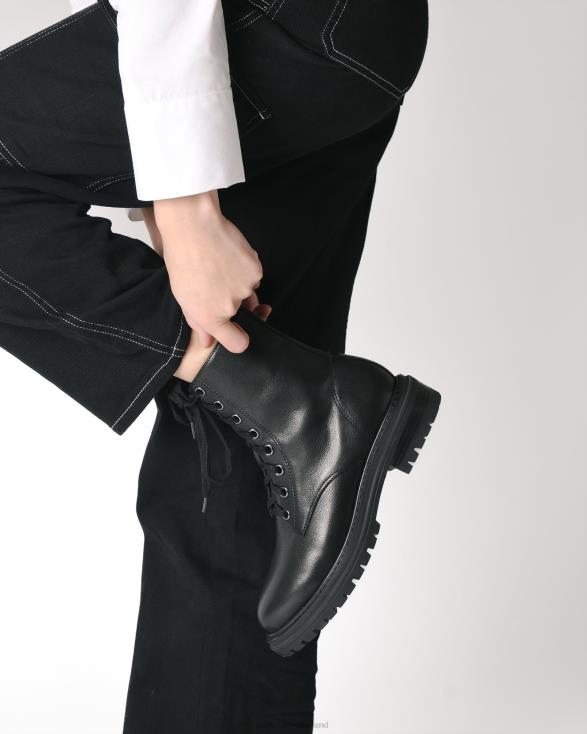 bordeaux platte enkellaarsjes 46LN345 zwart leer Jo Mercer schoenen