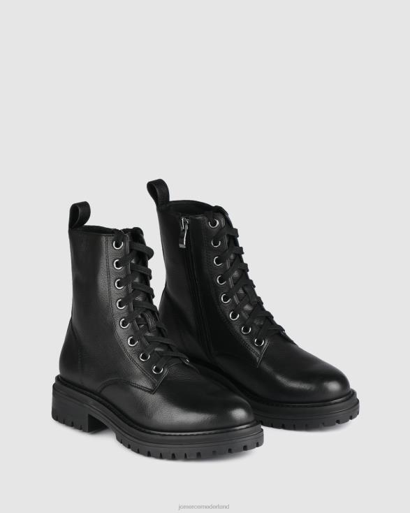 bordeaux platte enkellaarsjes 46LN345 zwart leer Jo Mercer schoenen