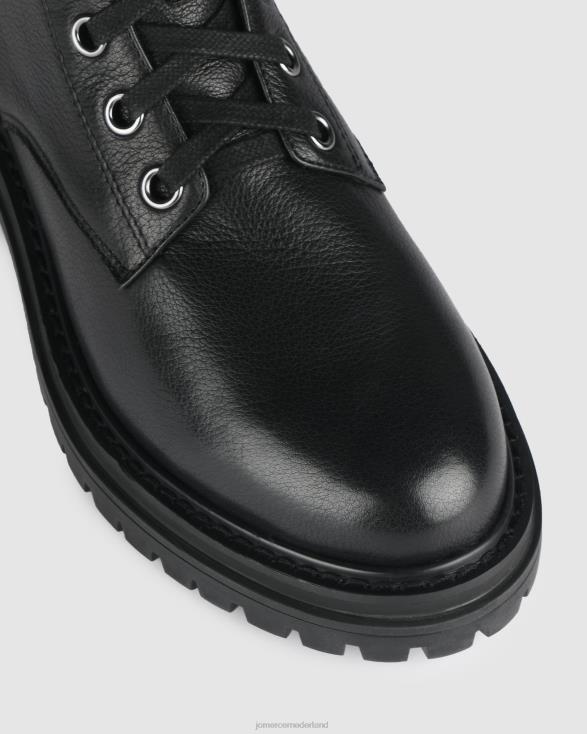 bordeaux platte enkellaarsjes 46LN345 zwart leer Jo Mercer schoenen